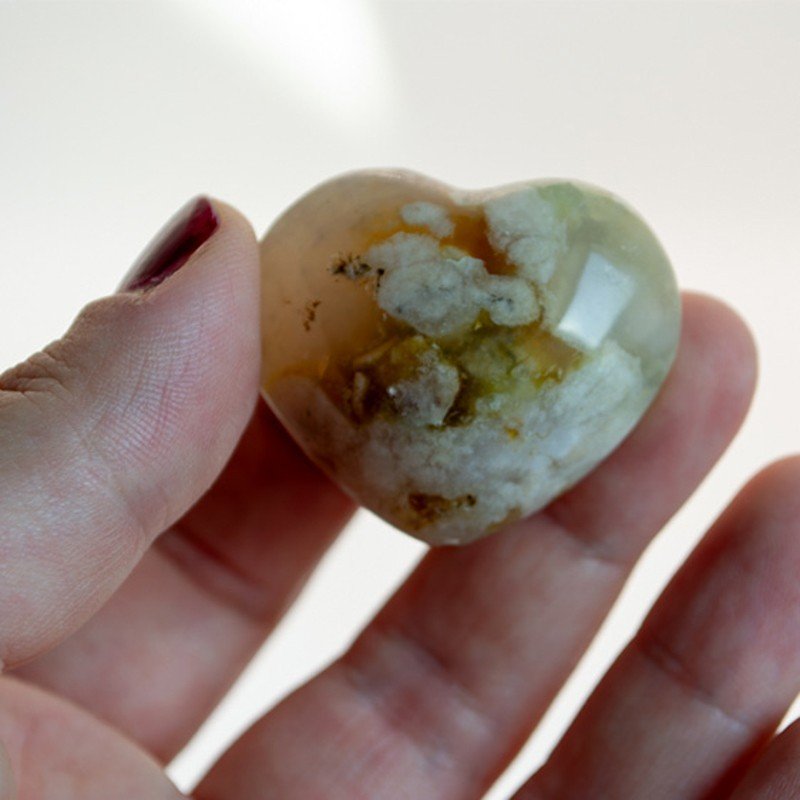 Coeur en agate fleur de cerisier | L'antre de la destinée